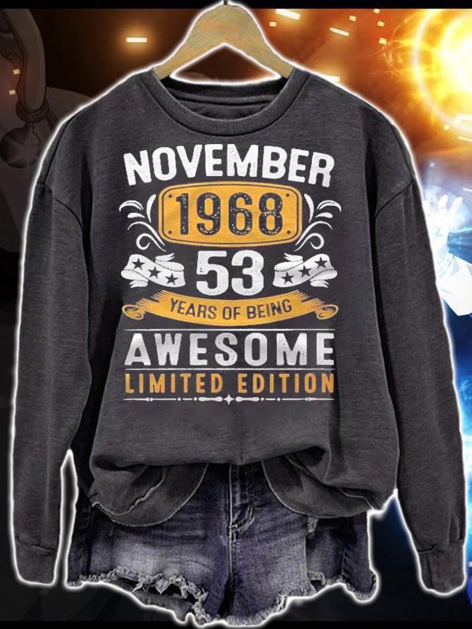 Womens 53Rd Birthday Gift Men Vintage November 1968 53 Years Old Shirt sweatshirt
