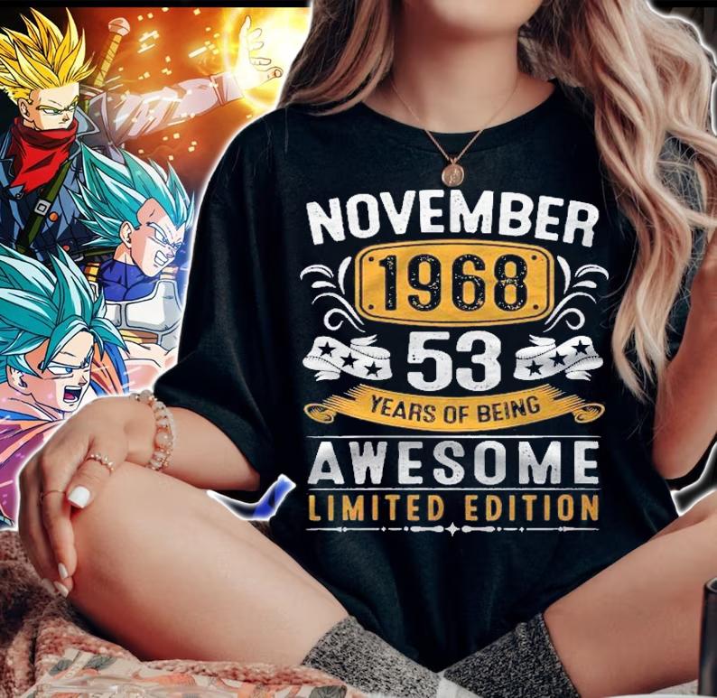 Womens 53Rd Birthday Gift Men Vintage November 1968 53 Years Old Shirt woman shirt