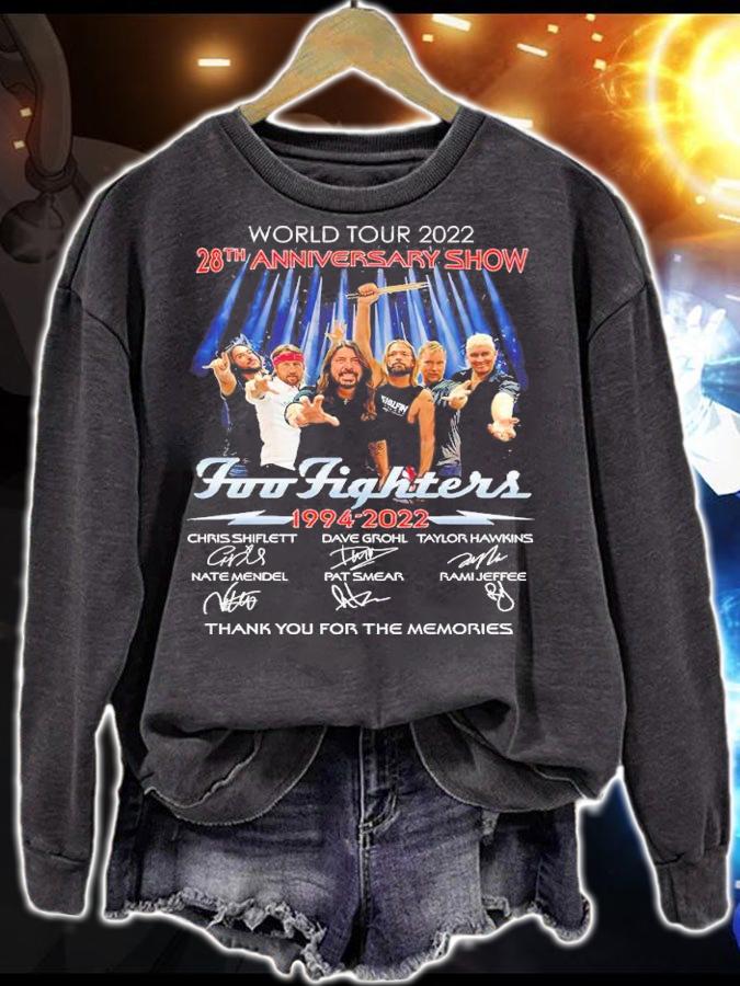 World Tour 28th Anniversary Show Foo Fighters 1994-2022 Signatures Thank You For The Memories Shirt sweatshirt