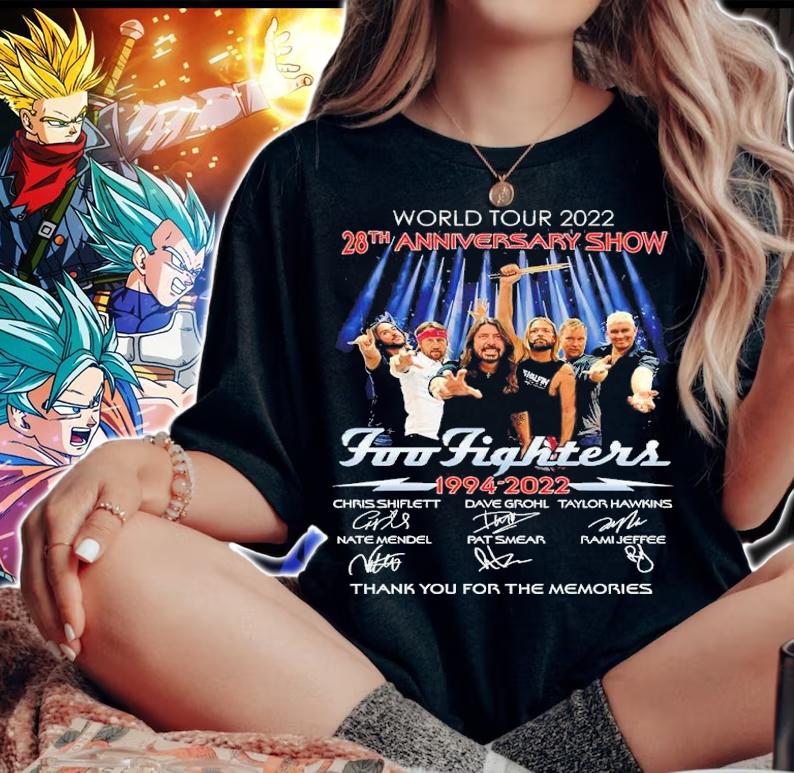 World Tour 28th Anniversary Show Foo Fighters 1994-2022 Signatures Thank You For The Memories Shirt woman shirt