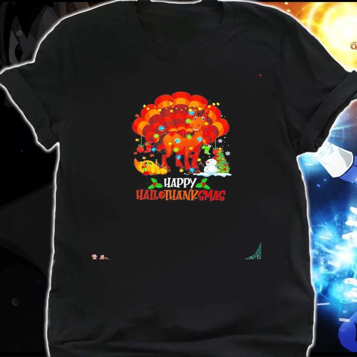 Turkey horse Happy Hallothanksmas Merry Christmas shirt t-shirt shirt