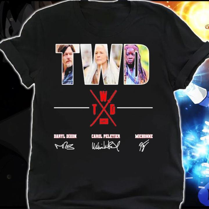 TWD Daryl Dixon Carol Peletier Michonne signatures shirt t-shirt shirt