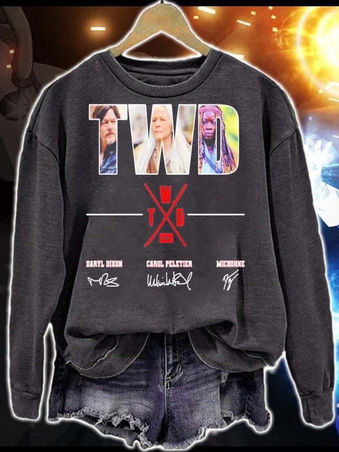 TWD Daryl Dixon Carol Peletier Michonne signatures shirt t-shirt sweatshirt