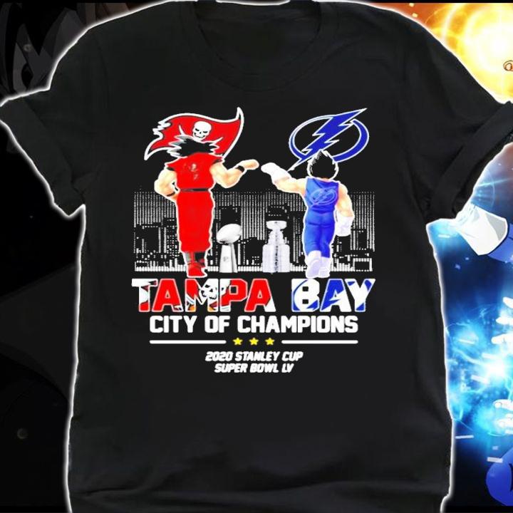 Vegeta And Son Goku Tampa Bay City Of Champions Super Bowl LV t-shirt shirt