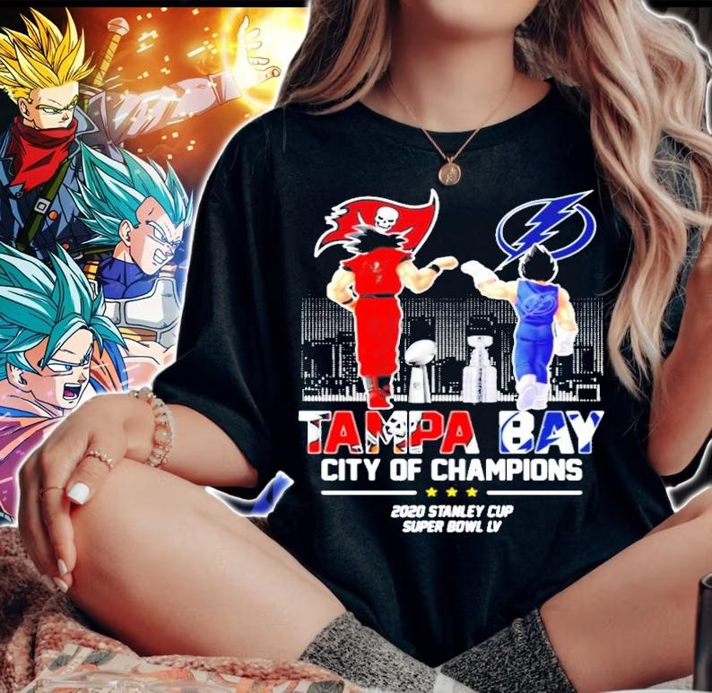 Vegeta And Son Goku Tampa Bay City Of Champions Super Bowl LV t-shirt woman shirt