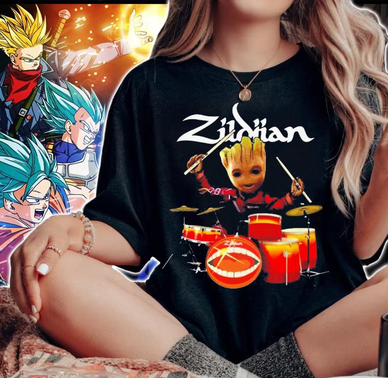 Zildjian The Only Serious Choice Drumming Baby Groot t-shirt woman shirt