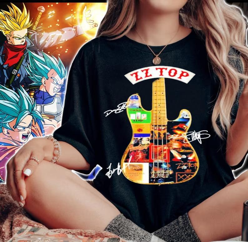 ZZ Top Guitar signatures t-shirt woman shirt