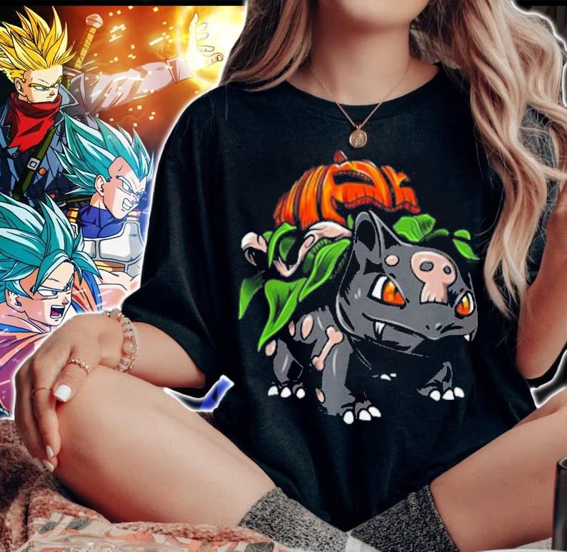 Pokemon Fushigidane Pumpkin Halloween t-shirt woman shirt