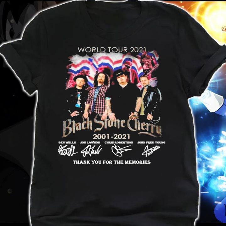 World tour 2021 Black Stone Cherry 2001-2021 signatures t-shirt shirt