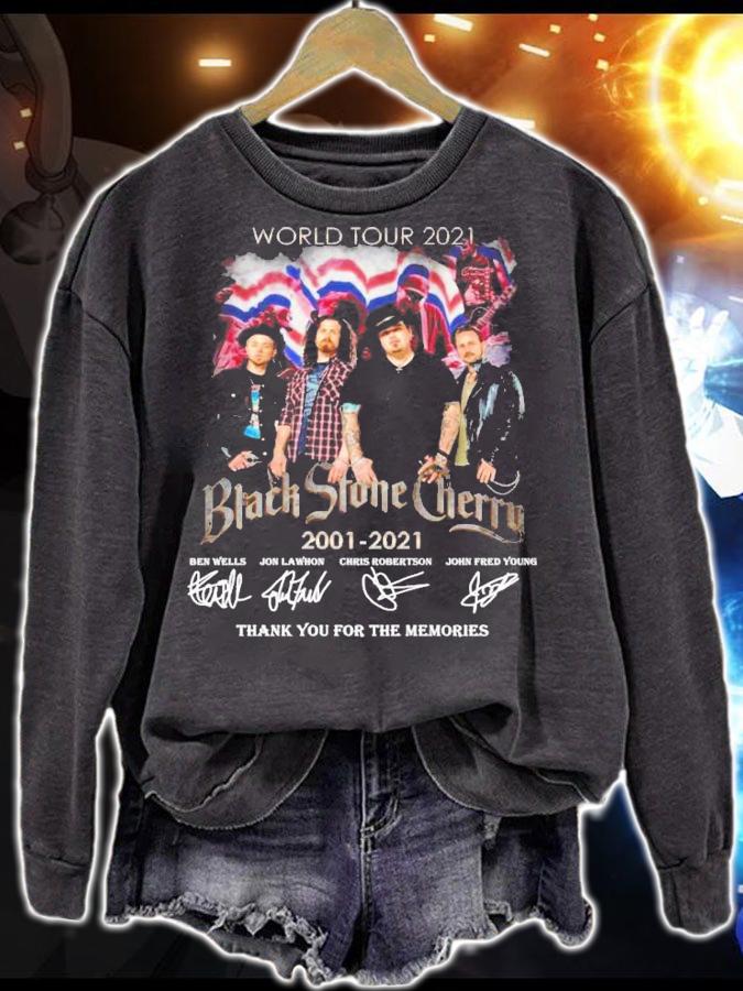 World tour 2021 Black Stone Cherry 2001-2021 signatures t-shirt sweatshirt
