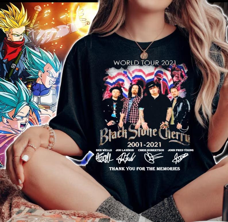 World tour 2021 Black Stone Cherry 2001-2021 signatures t-shirt woman shirt