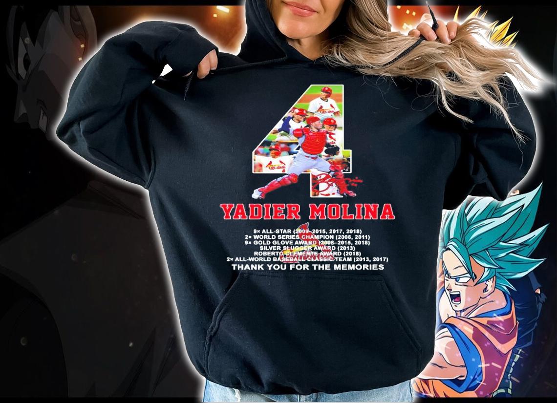 Yadier Molina signature thank you for the memories shirt hoodie
