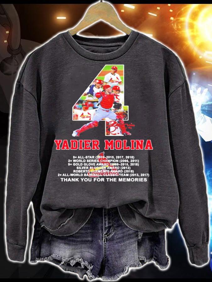 Yadier Molina signature thank you for the memories shirt sweatshirt