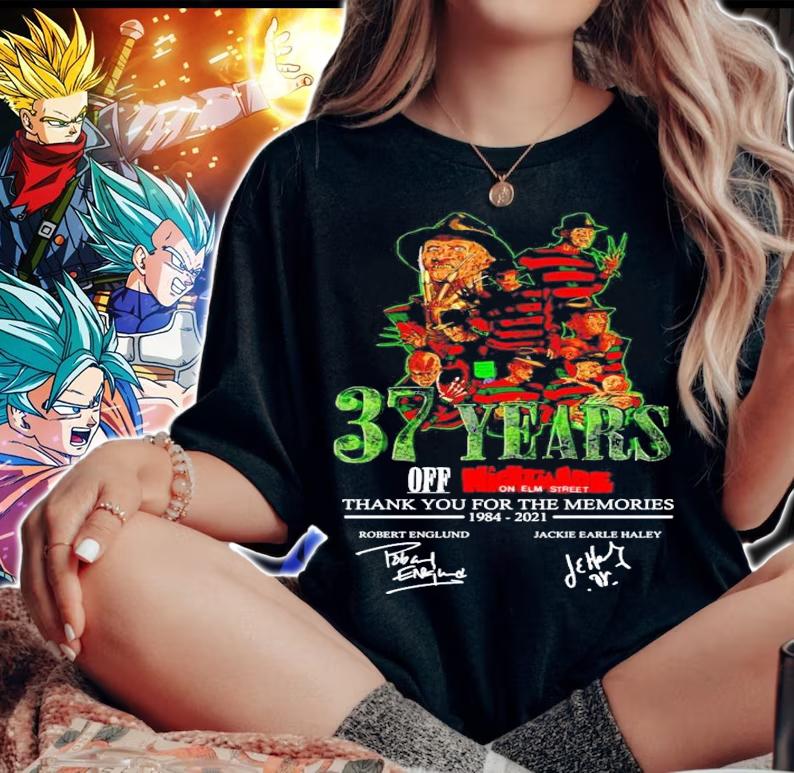 37 years off nightmare on elm street signatures t-shirt woman shirt