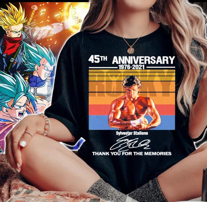 45th anniversary 1976-2021 Sylvester Stallone signature vintage shirt woman shirt