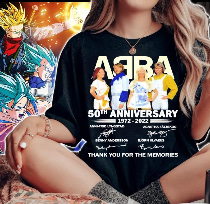 50th anniversary 1972-2022 ABBA signatures t-shirt woman shirt
