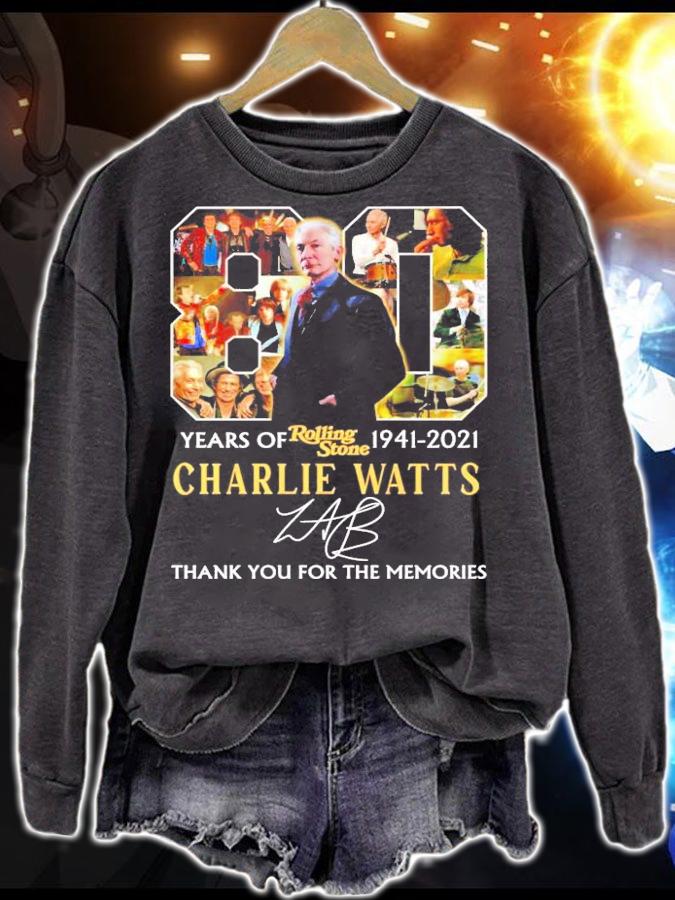 80 years Rolling Stone 1941-2021 Charlie Watts signature shirt sweatshirt