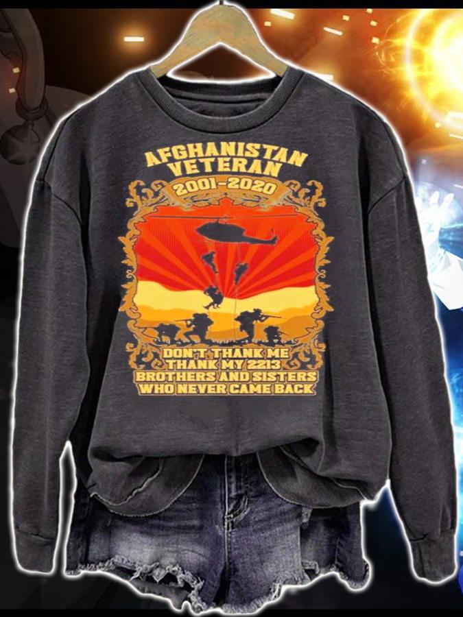 Afghanistan veteran 2001-2020 don't thank me thank my 2213 brothers and sister shirt sweatshirt
