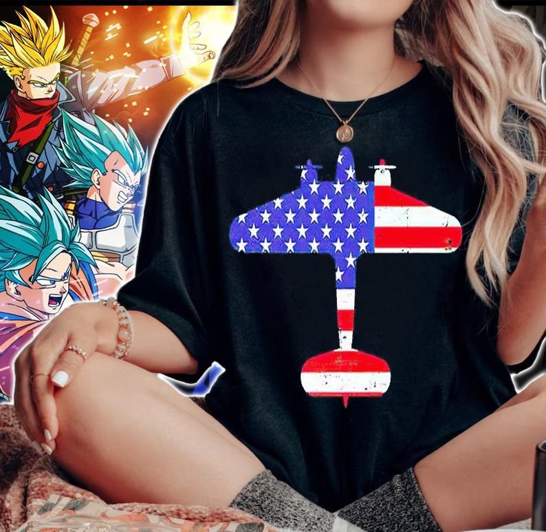 C130 Hercules Gunship Military Aircraft American Flag t-shirt woman shirt