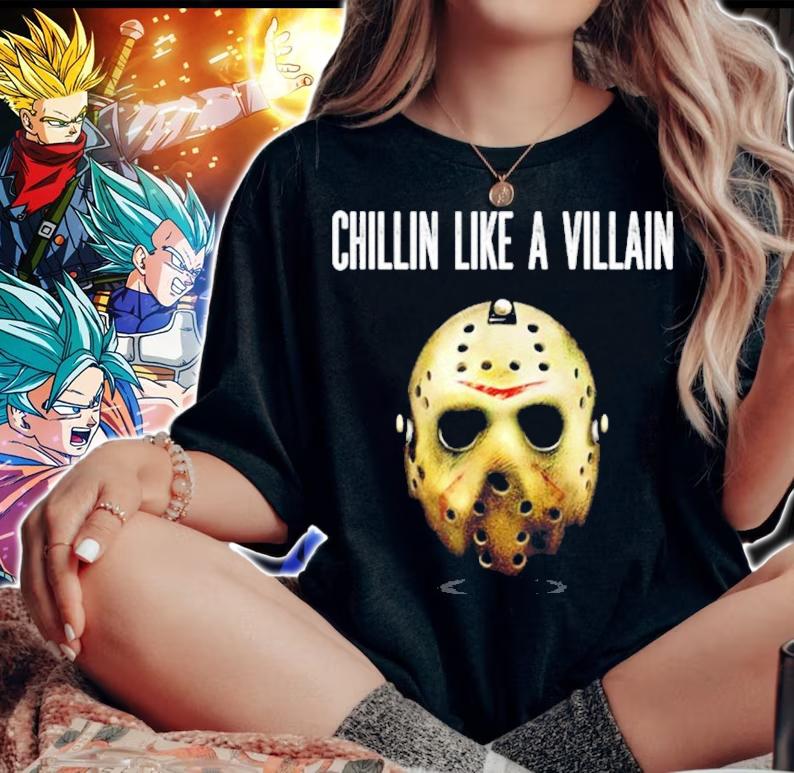 Chillin Like A Villain Hockey Mask Funny Horror Movie shirt woman shirt