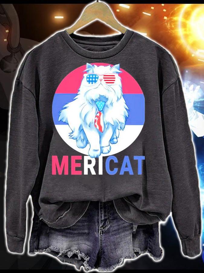 Cat US Flag Sunglasses shirt sweatshirt