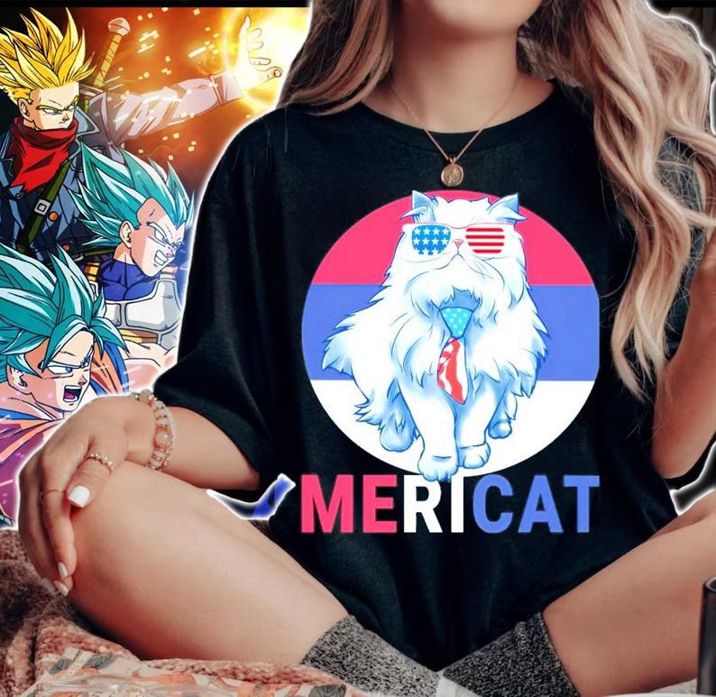 Cat US Flag Sunglasses shirt woman shirt