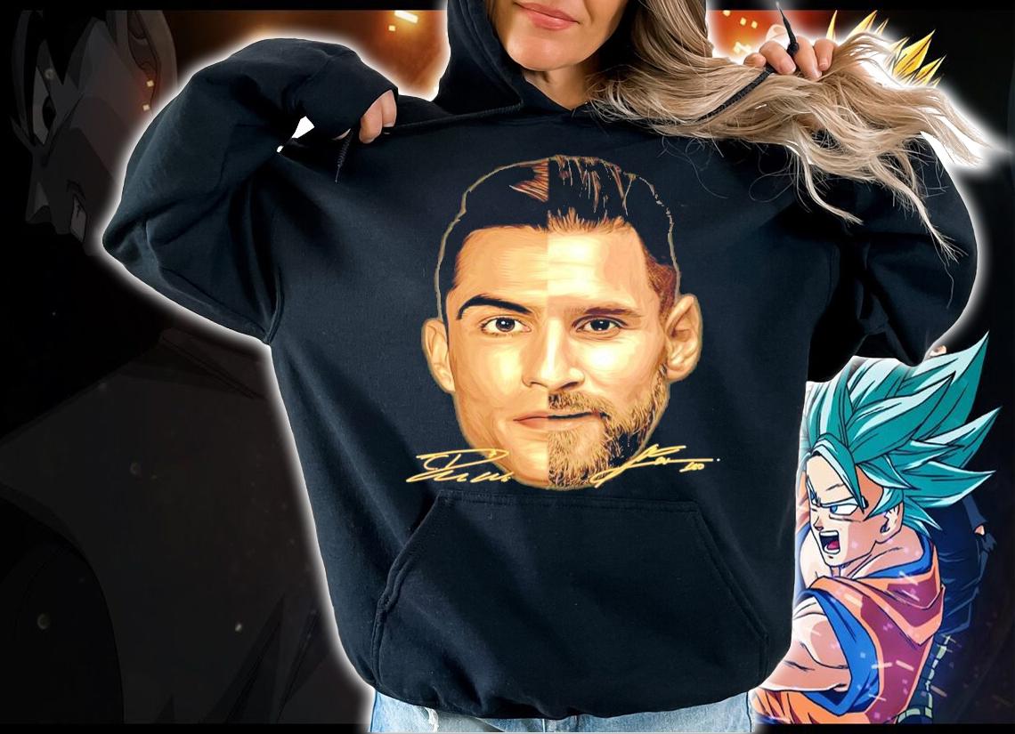 Face Lionel Messi Cristiano Ronaldo signatures shirt hoodie