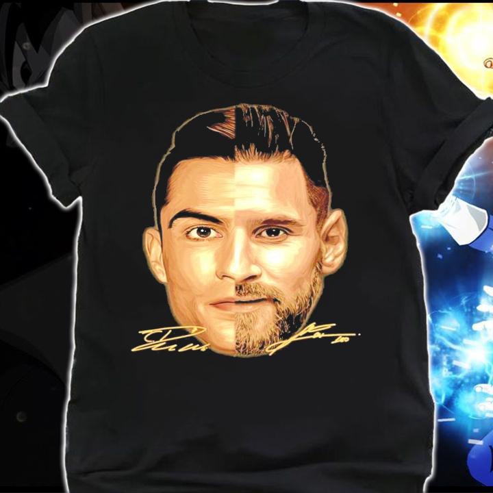 Face Lionel Messi Cristiano Ronaldo signatures shirt shirt