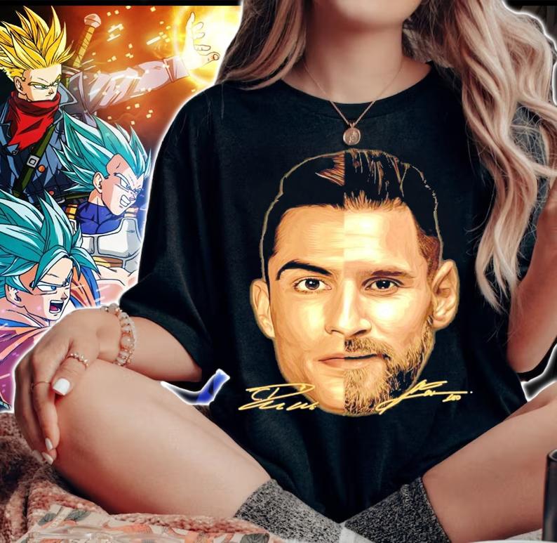 Face Lionel Messi Cristiano Ronaldo signatures shirt woman shirt