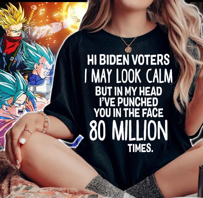 Hi Biden voters I may look calm but in my head I've punched You in the face 80 million times T-shirt woman shirt