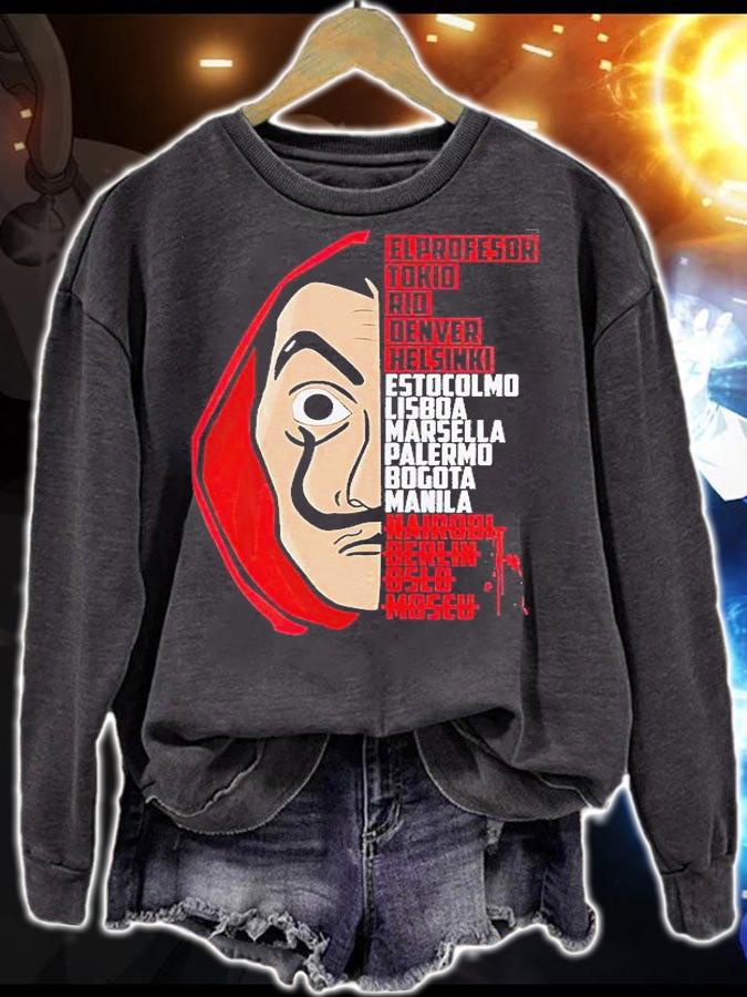 La Casa De Papel El Profesor Tokio Rio Denver Helsinki Estocolmo Lisboa Marsella Palermo Bogota Manila Nairobi Derlin Oslo Moscu T-shirt sweatshirt