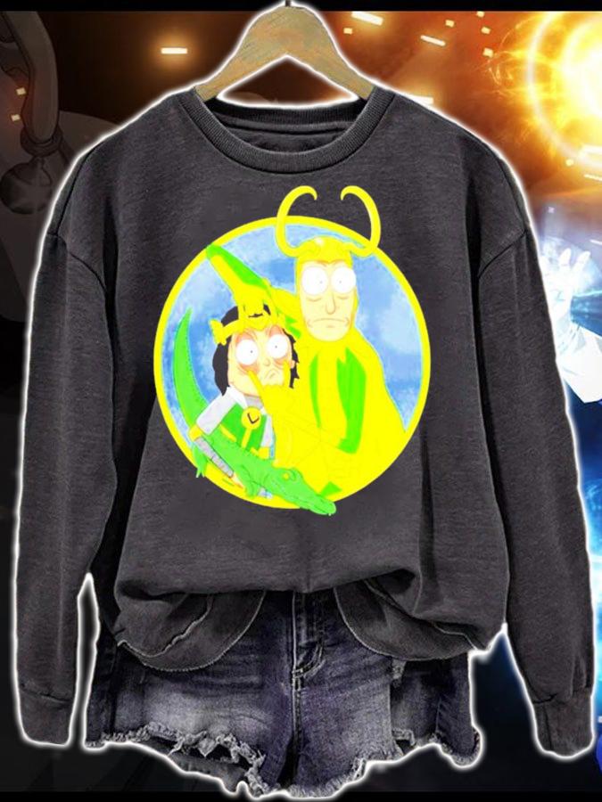 Loki and Rick And Morty Cartoon shirt sweatshirt