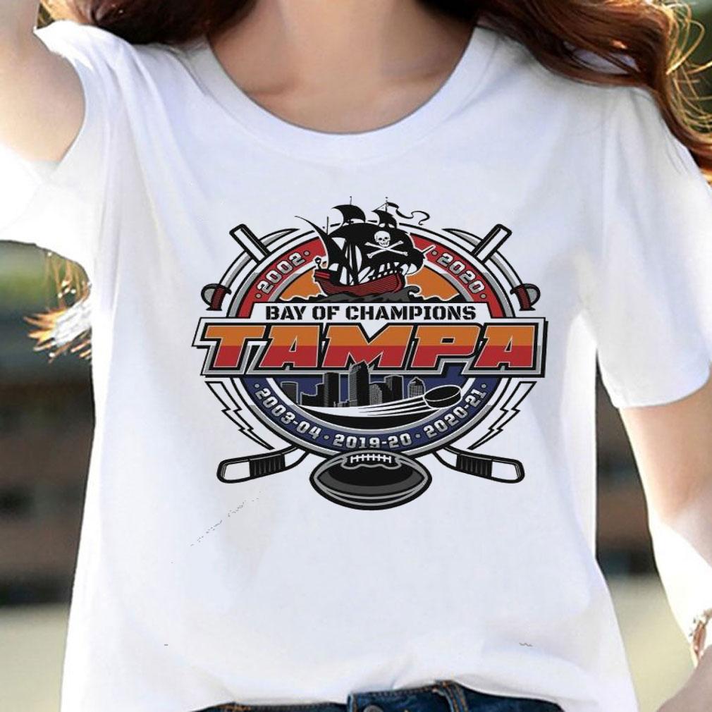 Bay of Champions Tampa Bay Football and Hockey shirt woman shirt