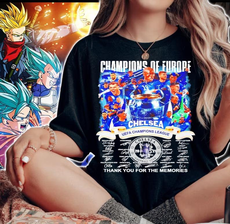 Champions of Europe Chelsea UEFA Champions League thank you for the memories t-shirt woman shirt