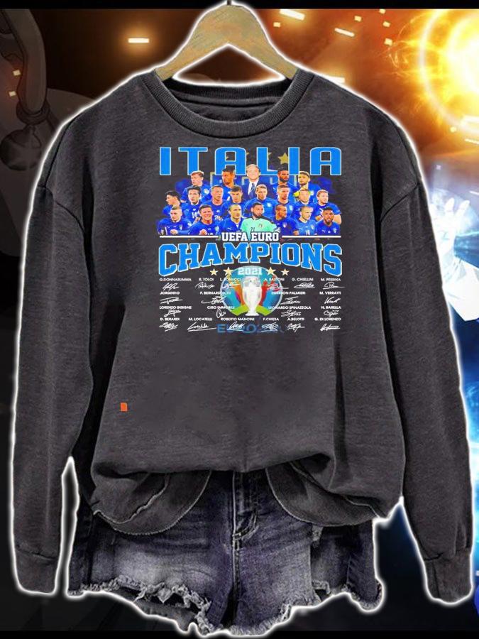 Italy UEFA Euro Champions 2021 signatures shirt sweatshirt