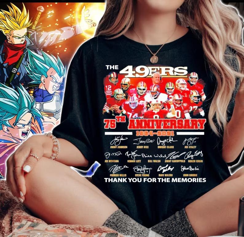 The 49ers 75th anniversary 1964 2021 thank you for the memories shirt woman shirt