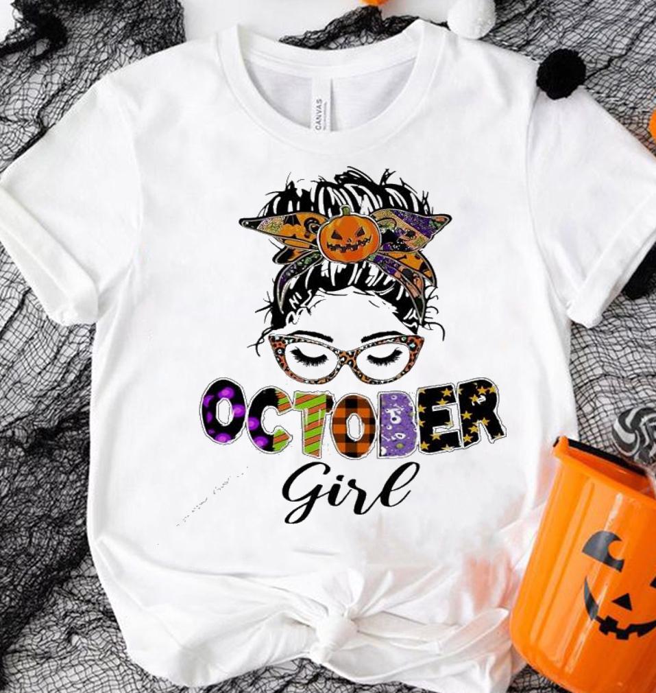 Messy bun October girl Halloween shirt shirt