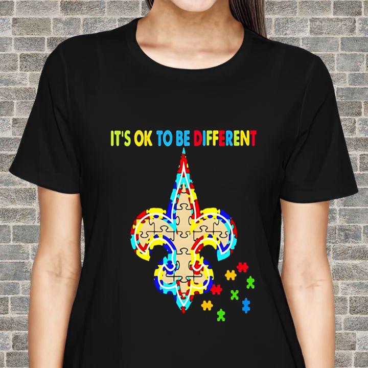 New Orleans Saints Autism Awareness Puzzle It'S Ok To Be Different T-Shirt womenshirt