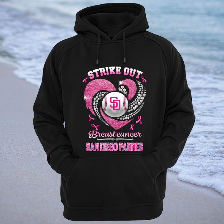 Strike Out Breast Cancer Awareness San Diego Padres Baseball T-Shirt hoodie
