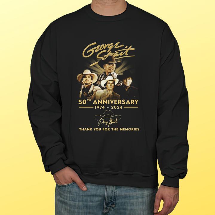 George Strait 50Th Anniversary 1974-2024 Thank You For The Memories Signatures T-Shirt sweatshirt