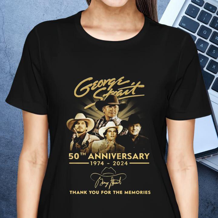 George Strait 50Th Anniversary 1974-2024 Thank You For The Memories Signatures T-Shirt womenshirt