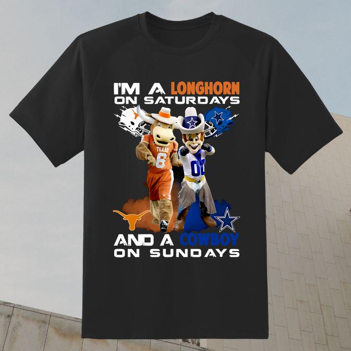 Bevo Im A Texas Longhorns On Saturdays Rowdy Im A Dallas Cowboys On Sundays Shirt