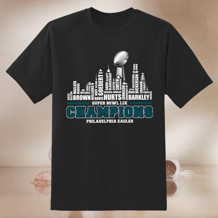 Philadelphia Eagles The Champions 2025 Super Bowl Lix Skyline Name City Shirt