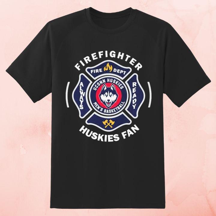 Fire Dept Uconn Huskies Logo Mens Basketball Firefighter T-Shirt
