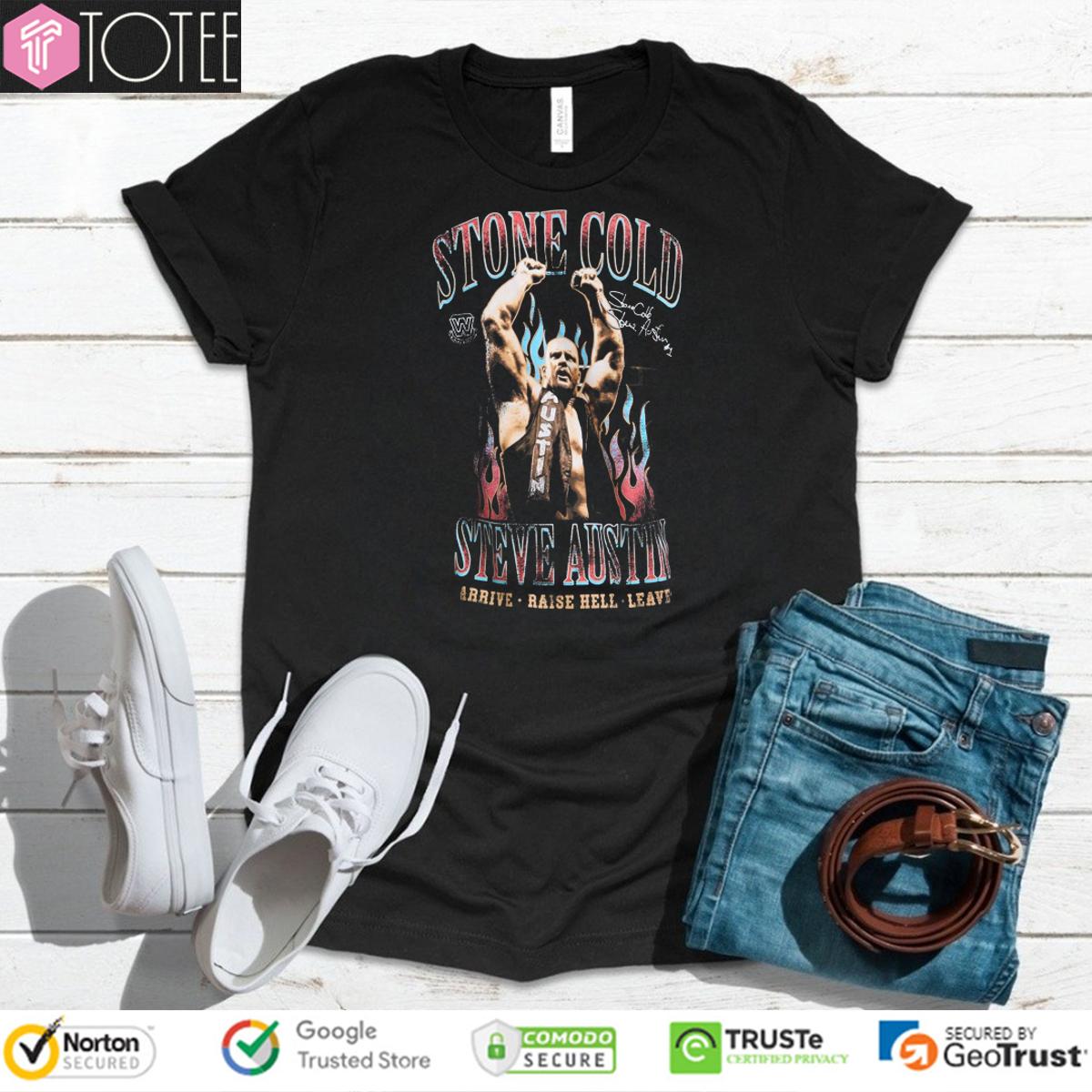 WWE Stone Cold Steve Austin Arrive Raise Hell Leave Signatures T-Shirt