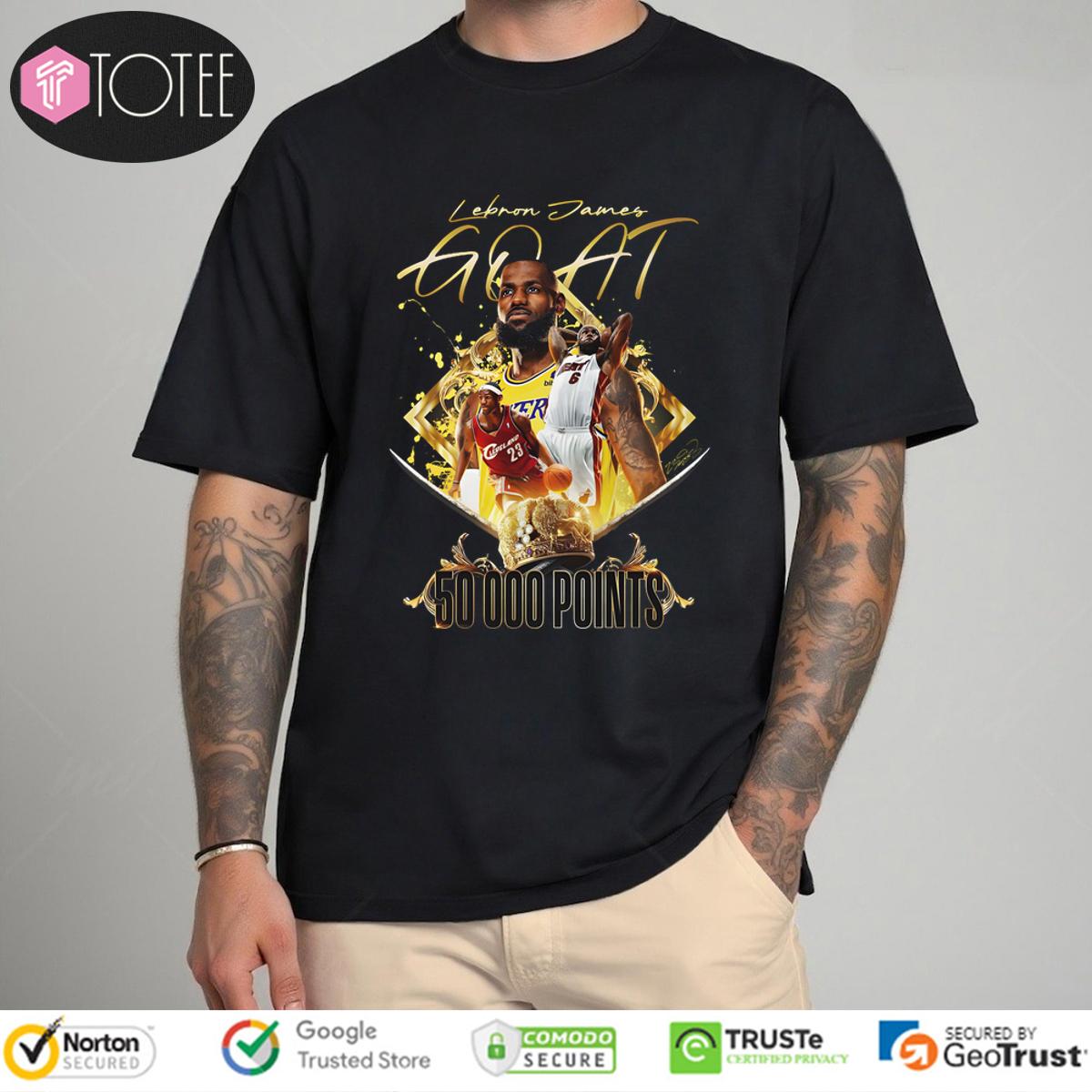 Los Angeles Lakers Lebron James Goat 50000 Points Signature T-Shirt