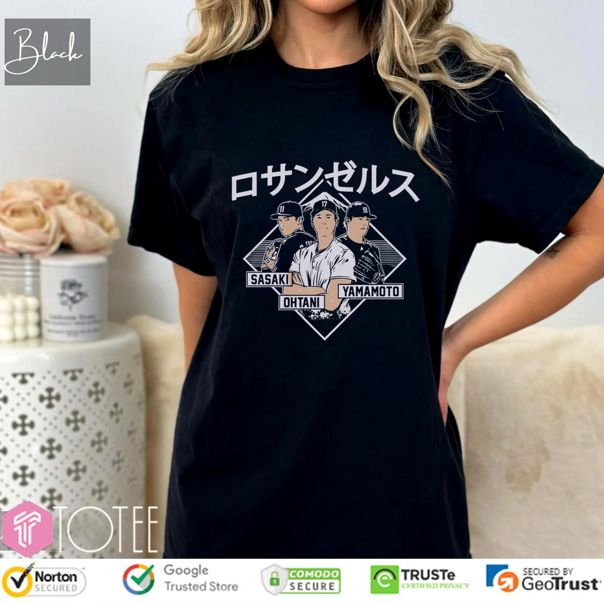 Shohei Ohtani Yoshinobu Yamamoto And Roki Sasaki Los Angeles Dodgers Kanji Shirt