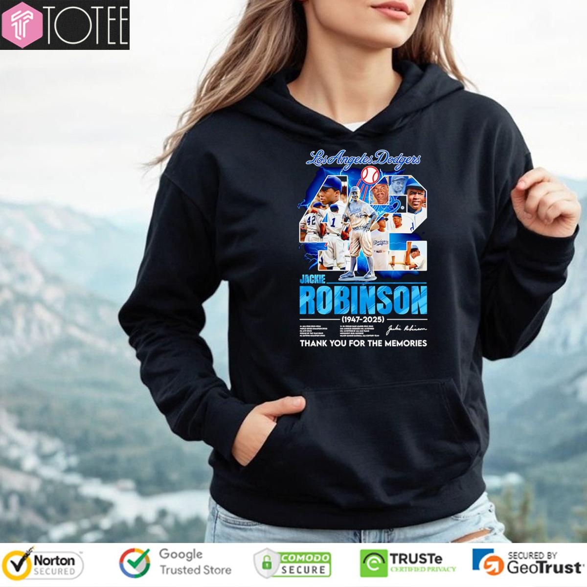 Los Angeles Dodgers 42 Jackie Robinson 1947-2025 Signature hoodie