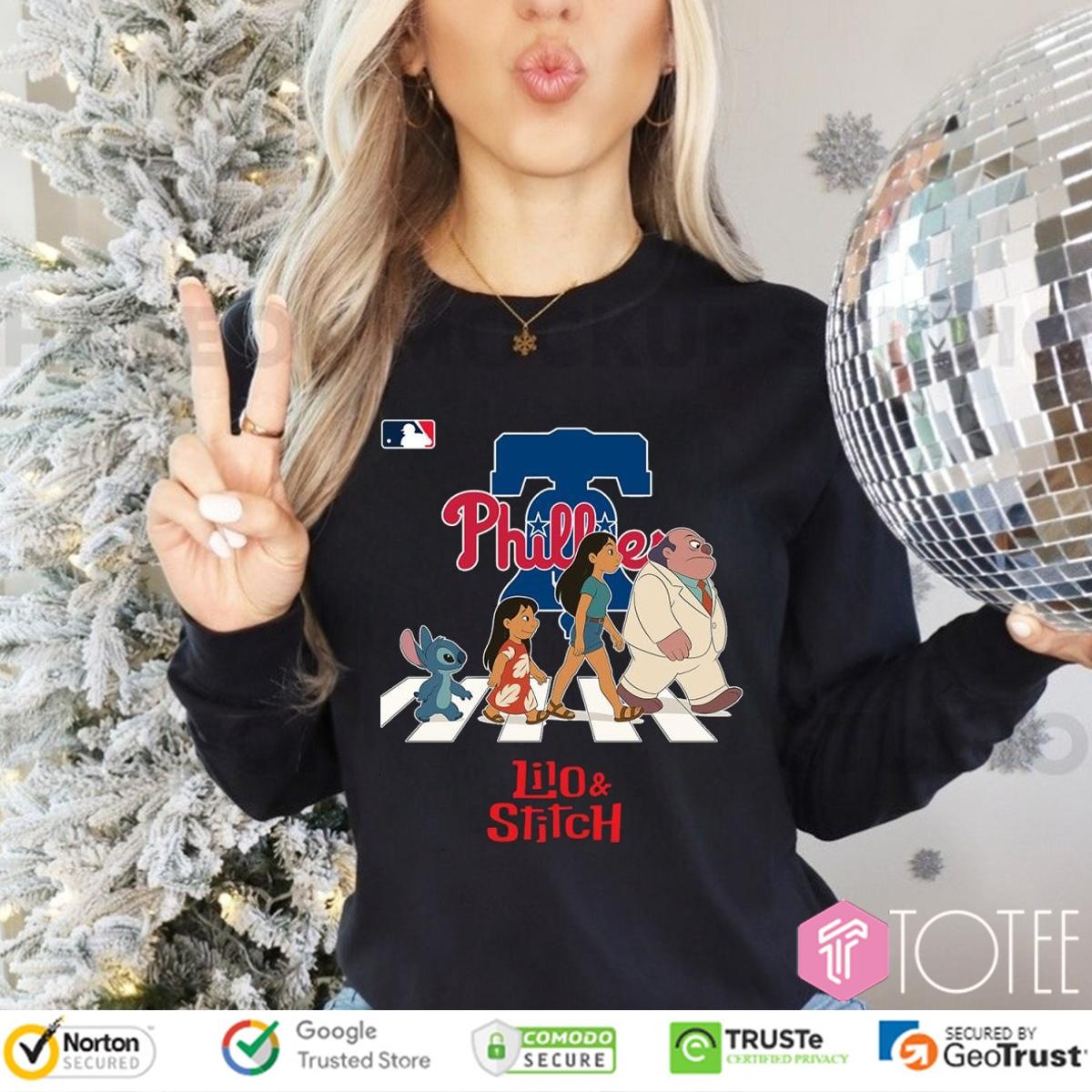 Lilo And Stitch Abbey Road Philadelphia Phillies Baseball Long Sleeve