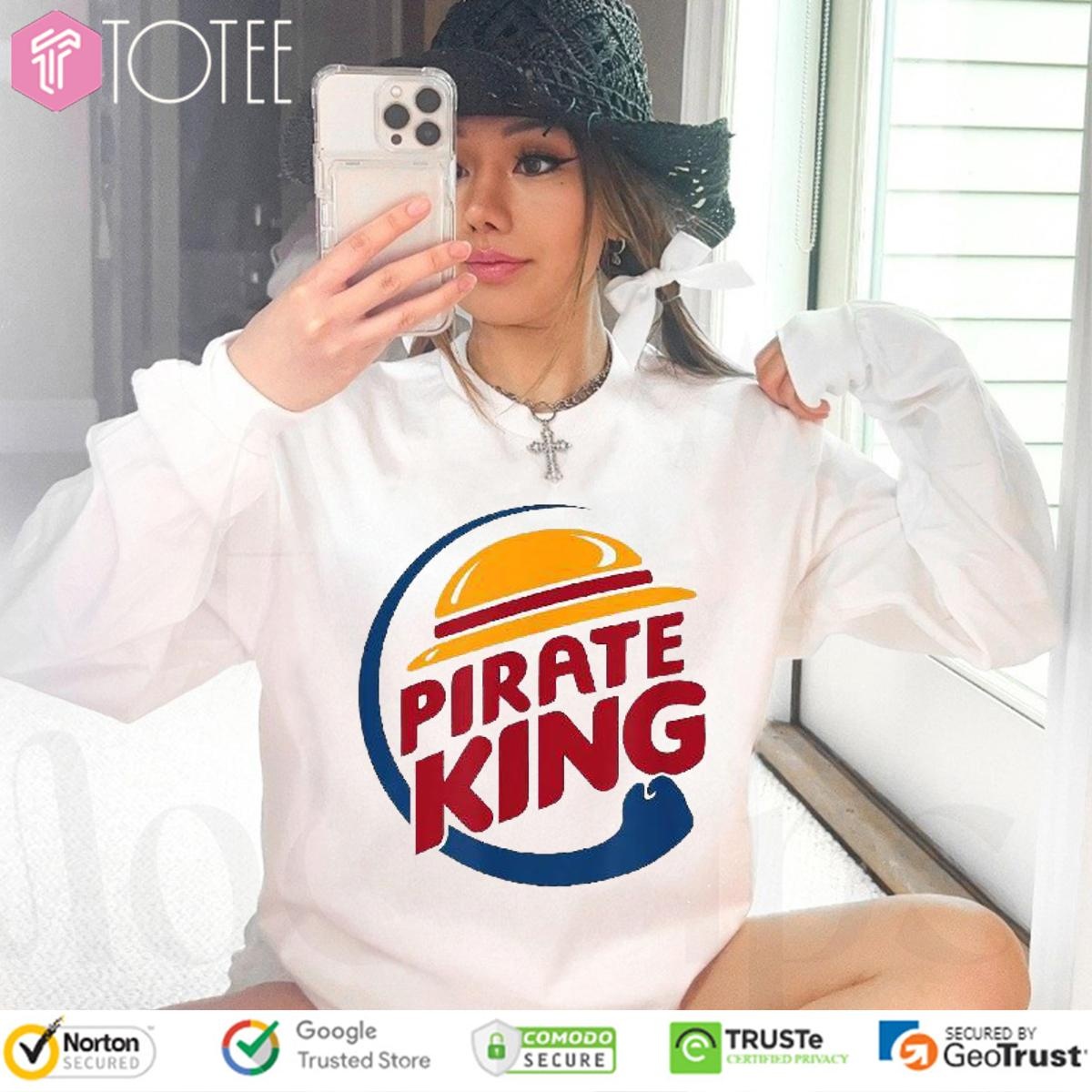 Straw Hat Pirate King Parody One Piece Burger King Logo Long Sleeve